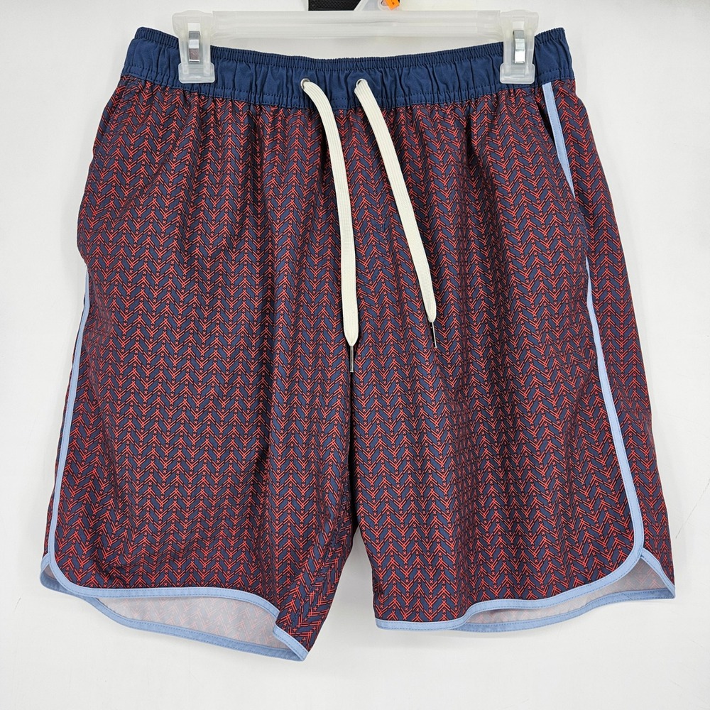Fair Harbor Swim Trunks Mens Medium Board Shorts Blue Red Lined Outdoor Summer